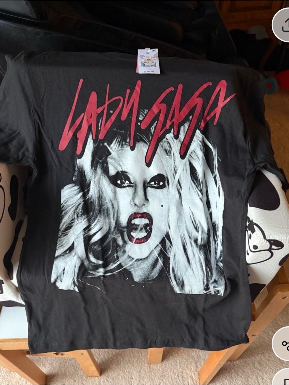 NWT Medium Unisex Black Graphic Tee with Pink Logo